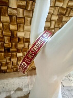 Kate Spade Pink Glitter Is My Favorite Color Enamel Bangle Bracelet Gold Tone